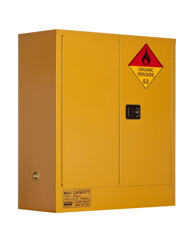 Organic Peroxide Storage Cabinet 100L 2 Doors 2 Shelves - Yellow