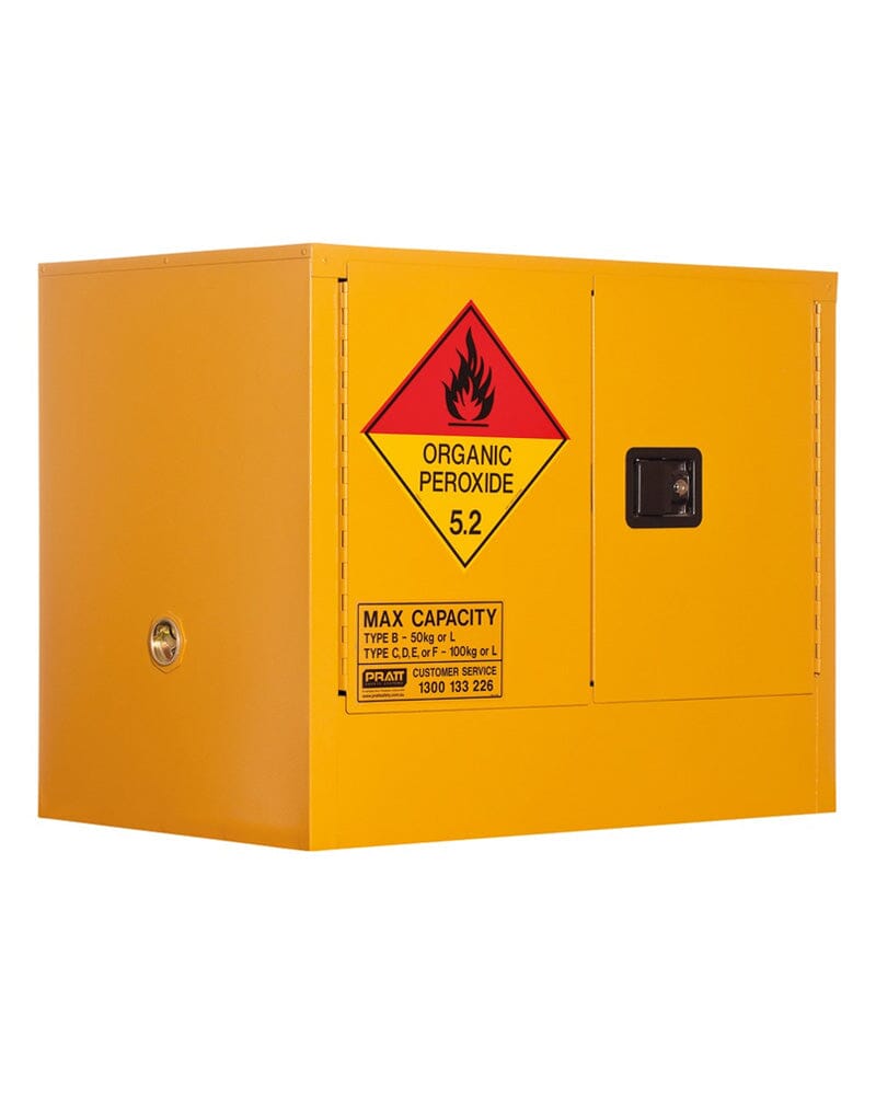 Organic Peroxide Storage Cabinet 100L 2 Doors 1 Shelf - Yellow