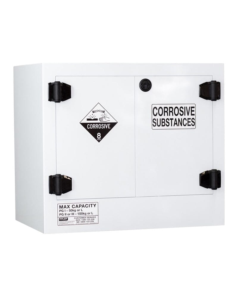 Corrosive Substance Storage Cabinet Polypropylene 100L 2 Doors 1 Shelf - White