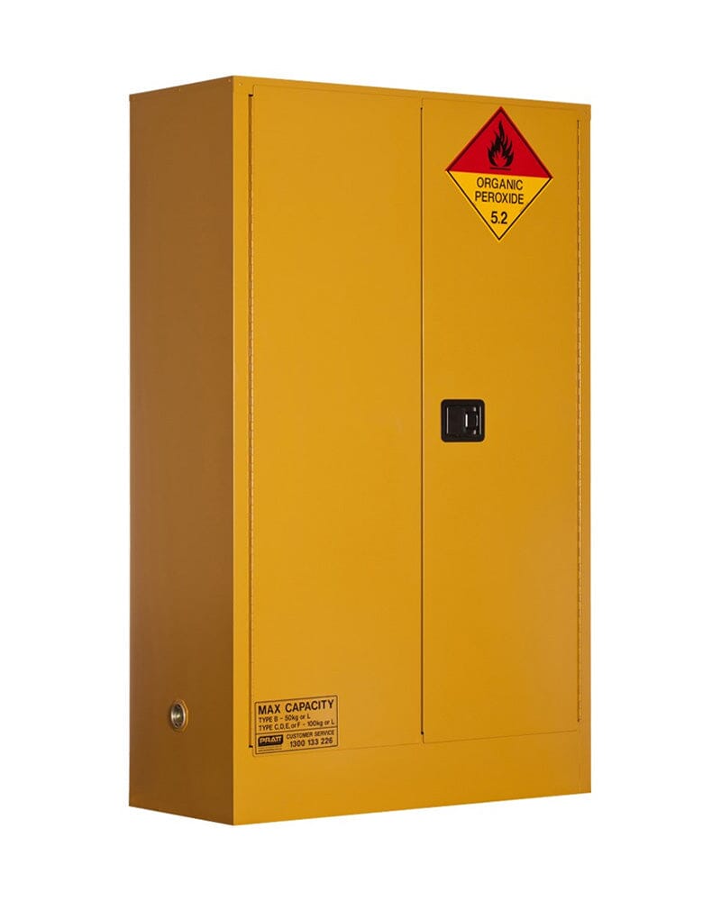 Organic Peroxide Storage Cabinet 100L 2 Doors 3 Shelves - Yellow