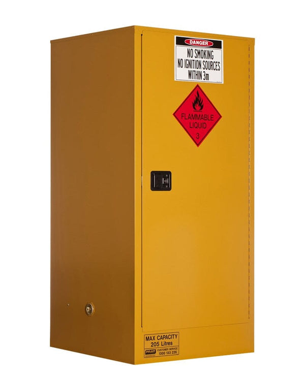 Flammable Storage Cabinet 205L 1 Door Roller Set Shelf - Yellow