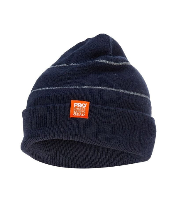 Beanie With Retro Reflective Stripes - Navy