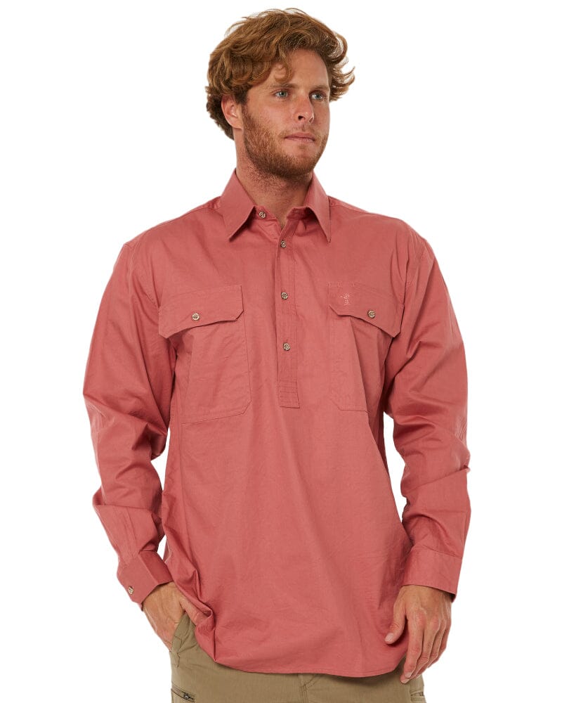 Closed Front Cotton Twill Shirt LS - Canyon