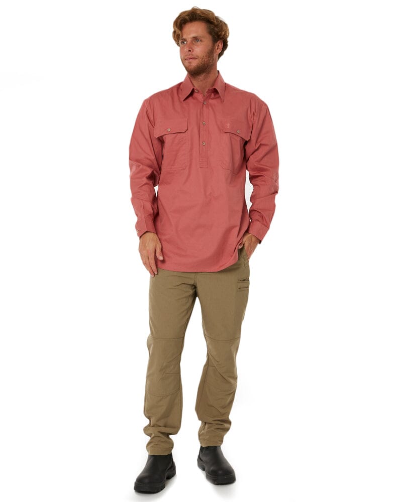 Closed Front Cotton Twill Shirt LS - Canyon