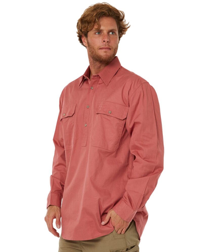 Closed Front Cotton Twill Shirt LS - Canyon