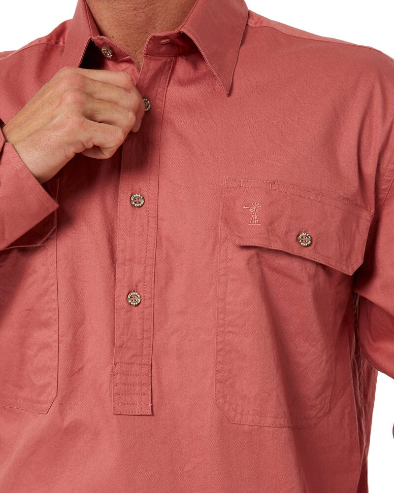 Closed Front Cotton Twill Shirt LS - Canyon