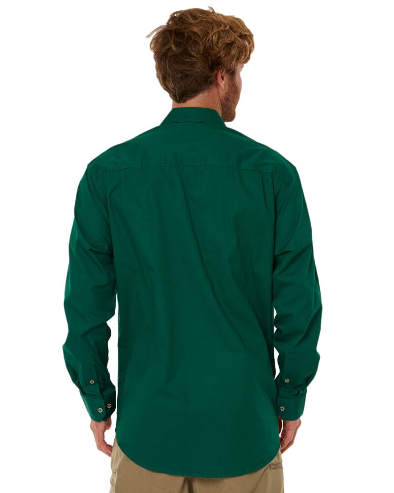 Closed Front Cotton Twill Shirt LS - Green