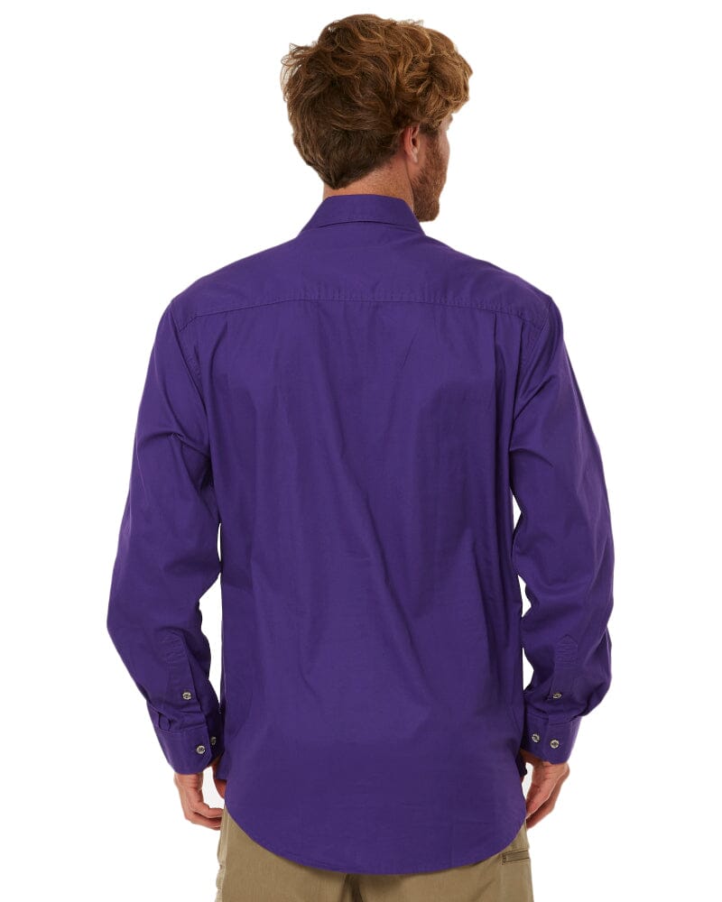 Closed Front Cotton Twill Shirt LS - Purple