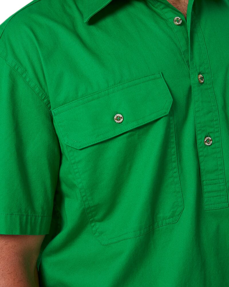 Closed Front SS Shirt - Emerald