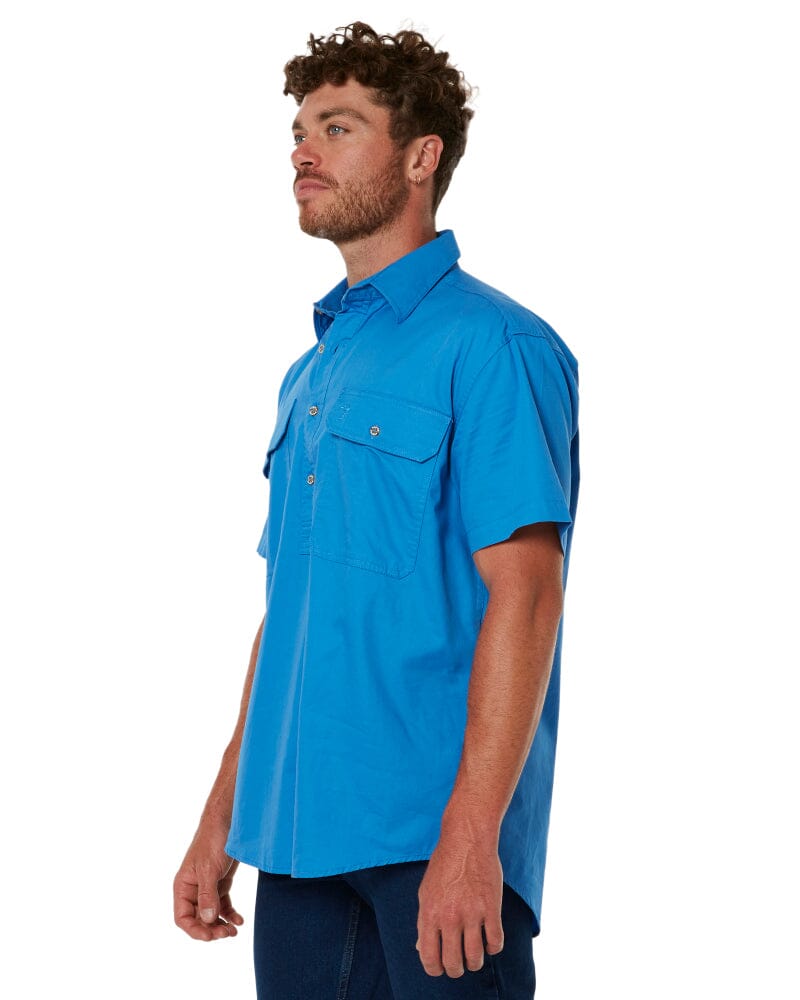 Closed Front SS Shirt - Light Blue