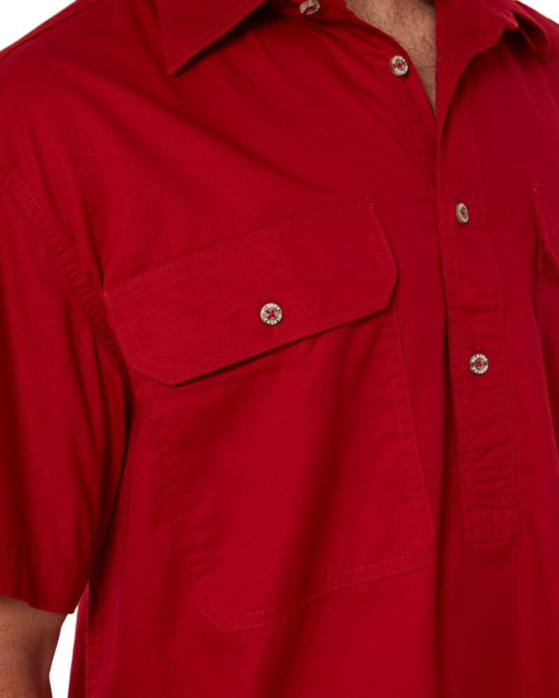 Closed Front SS Shirt - Red