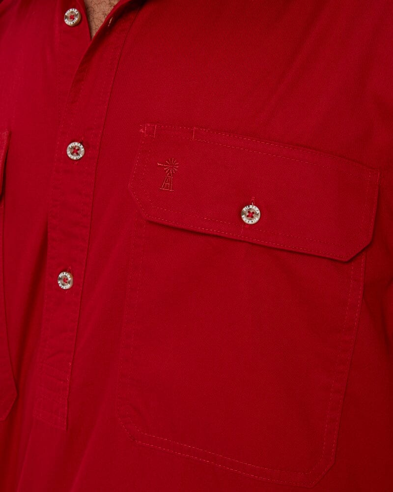 Closed Front SS Shirt - Red