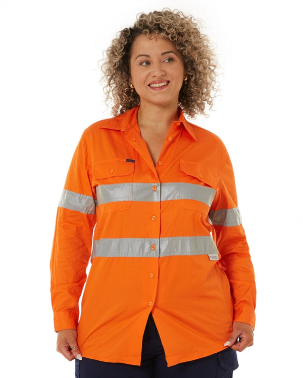 Womens Vented Lightweight Open Front Shirt - Orange