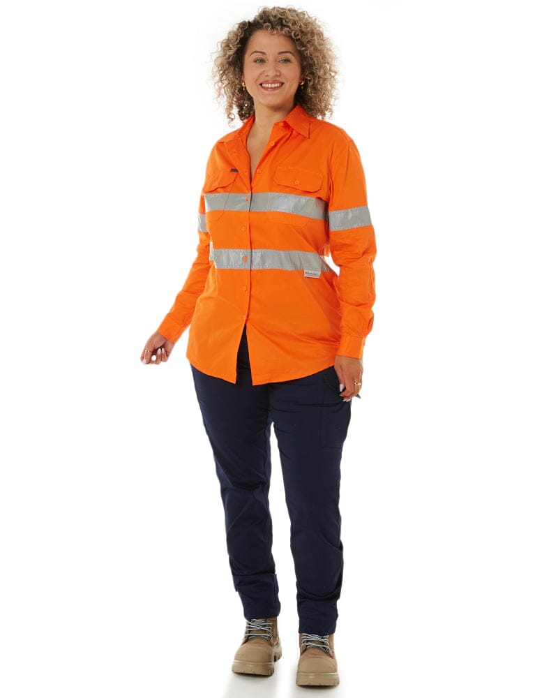 Womens Vented Lightweight Open Front Shirt - Orange