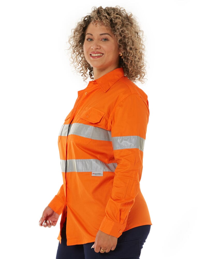 Womens Vented Lightweight Open Front Shirt - Orange