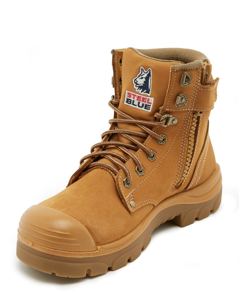 Argyle Lace Up Boot with Zip and Bump Cap - Wheat