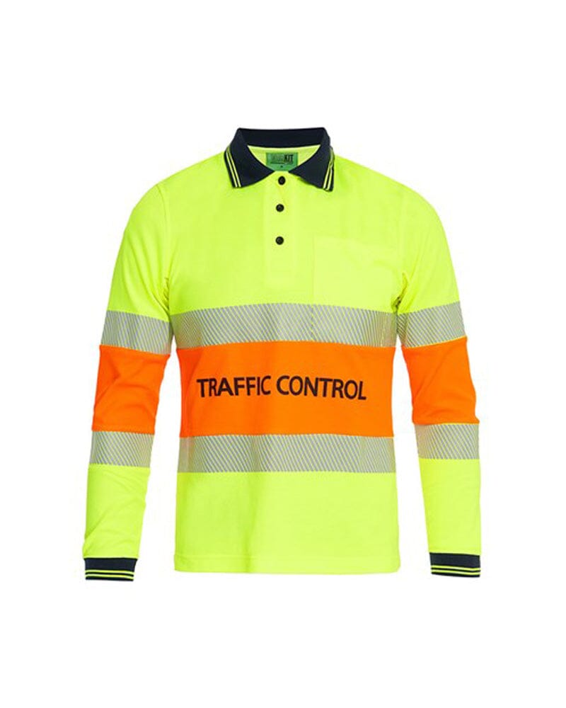 Womens Traffic Control LS Taped Polo Shirt - Orange