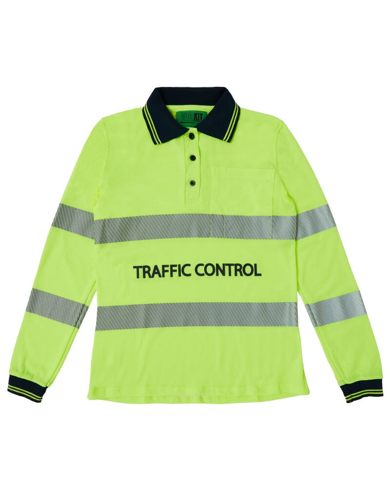 Womens Traffic Control LS Taped Polo Shirt - Yellow