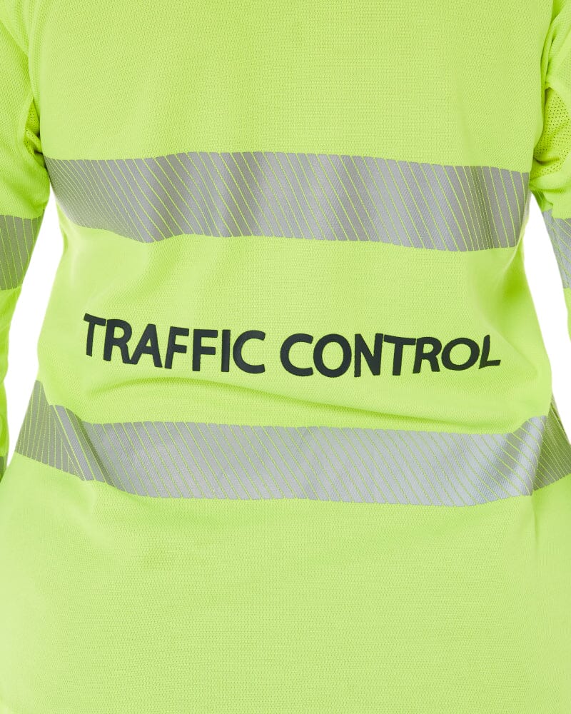 Womens Traffic Control LS Taped Polo Shirt - Yellow