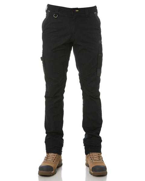 Black Turn Up Stretch Cargo Trousers