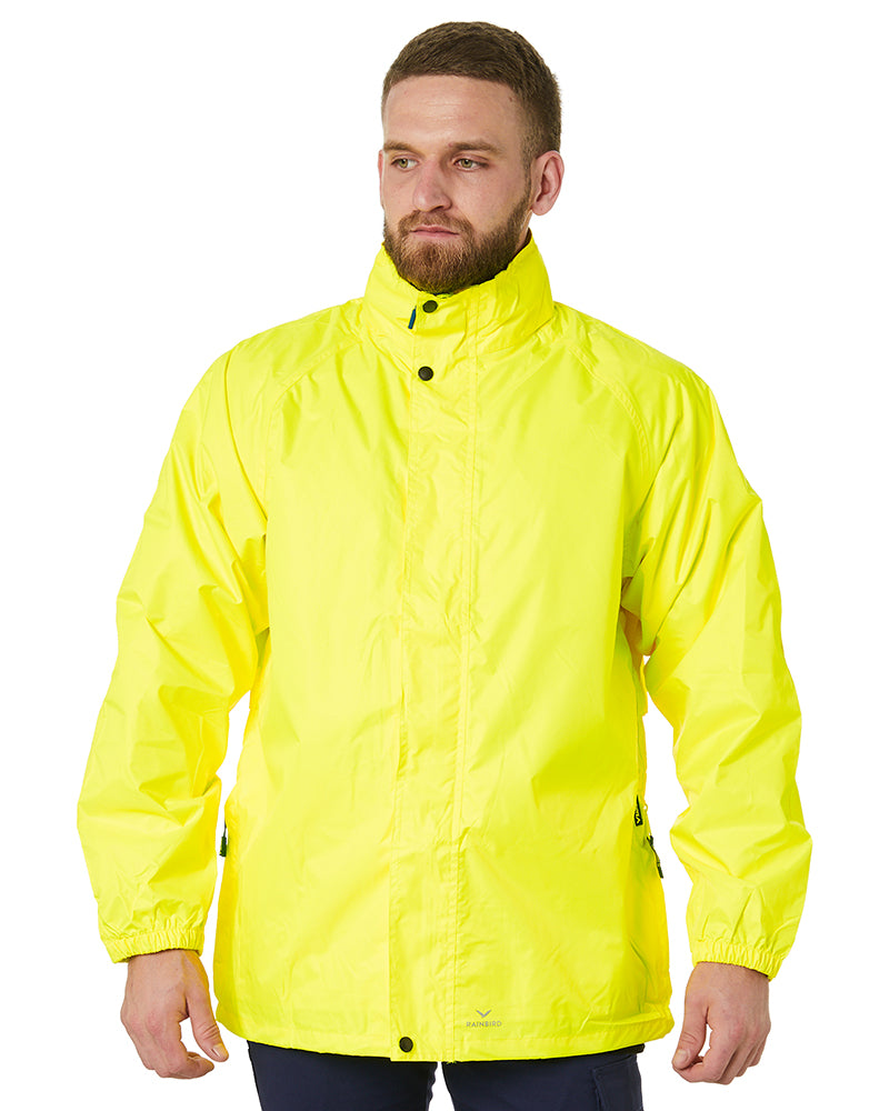 Stowaway rain outlet jacket