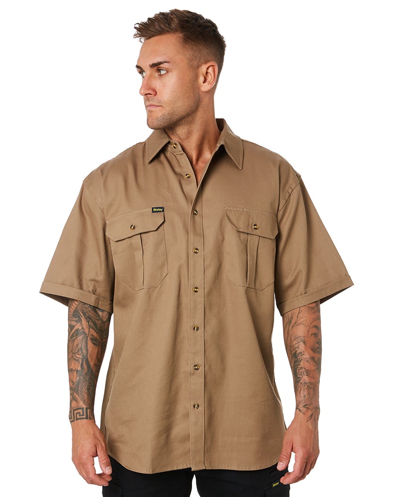 Bisley Original Cotton Drill SS Shirt - Khaki | Buy Online