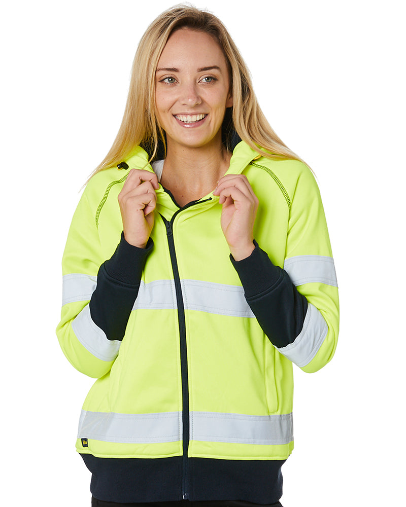 Bisley Womens Taped Hi Vis Fleece Hoodie - Yellow | Buy Online