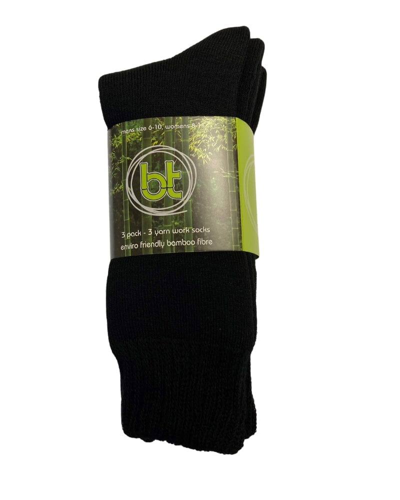 Bamboo Textiles 3 Yarn 3 Pack Socks - Black | Buy Online