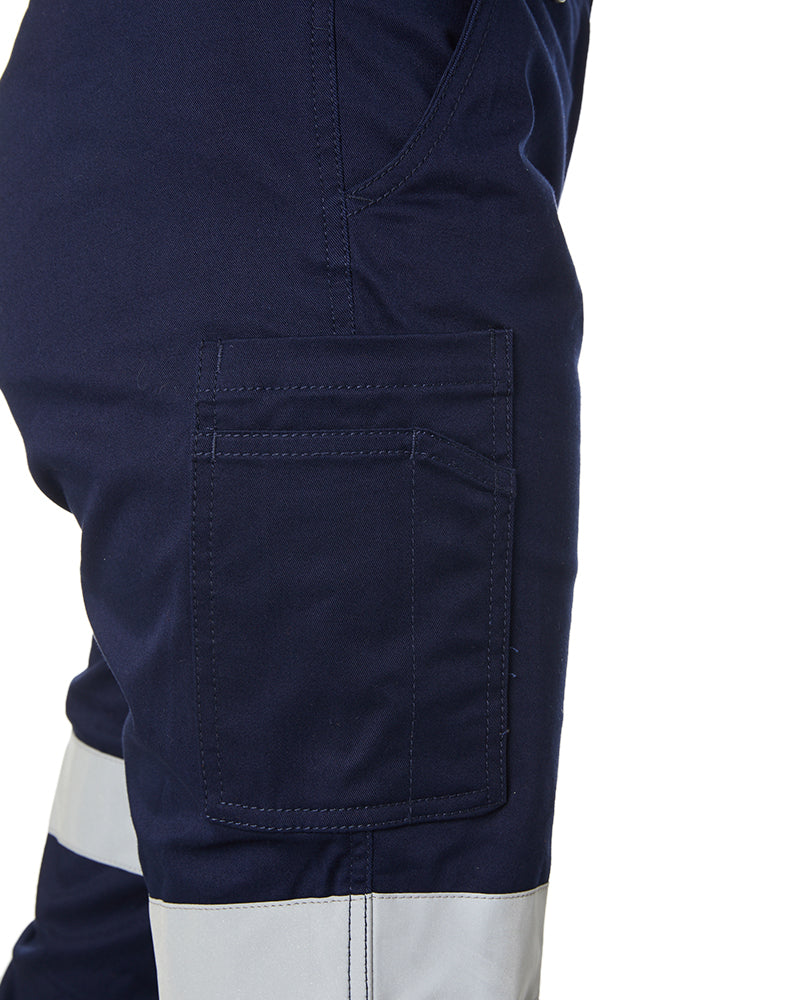 Bisley Women's Taped Cotton Cargo Cuffed Pants - Navy | Buy Online