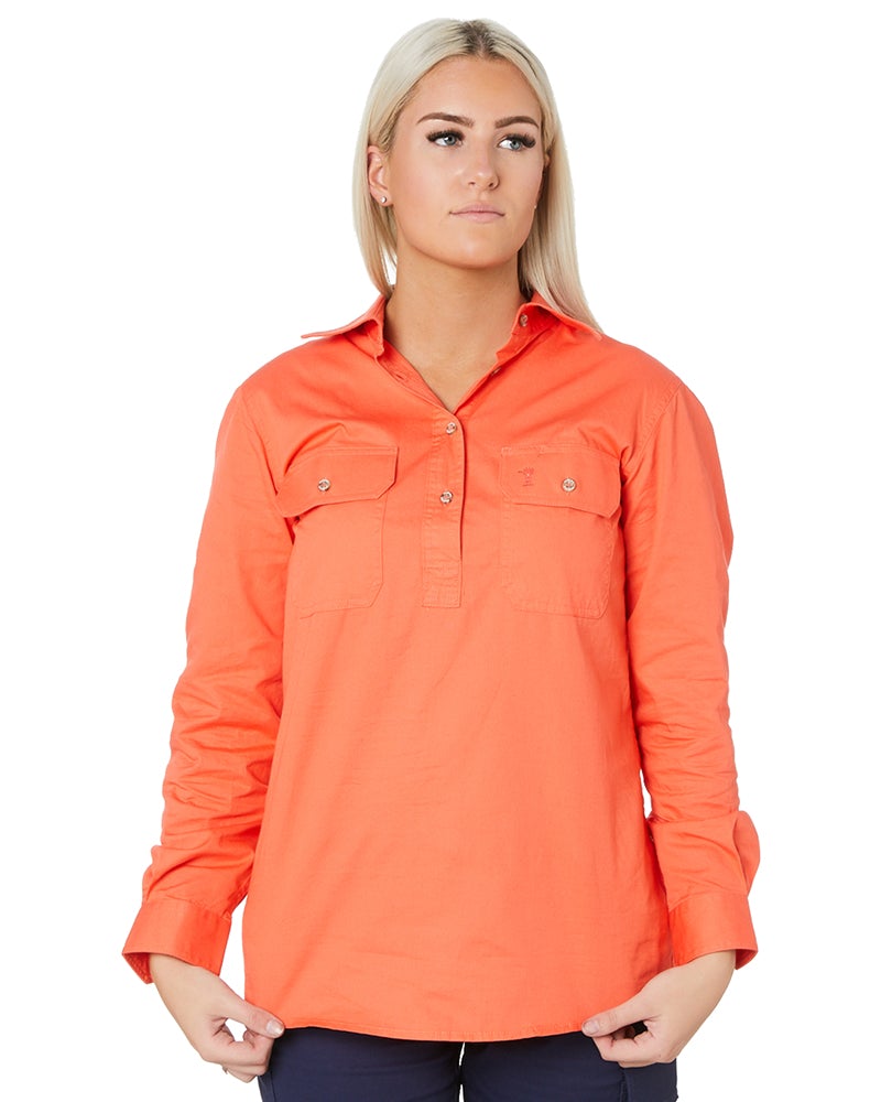 Pilbara Ladies Closed Front Shirt LS Watermelon Buy Online