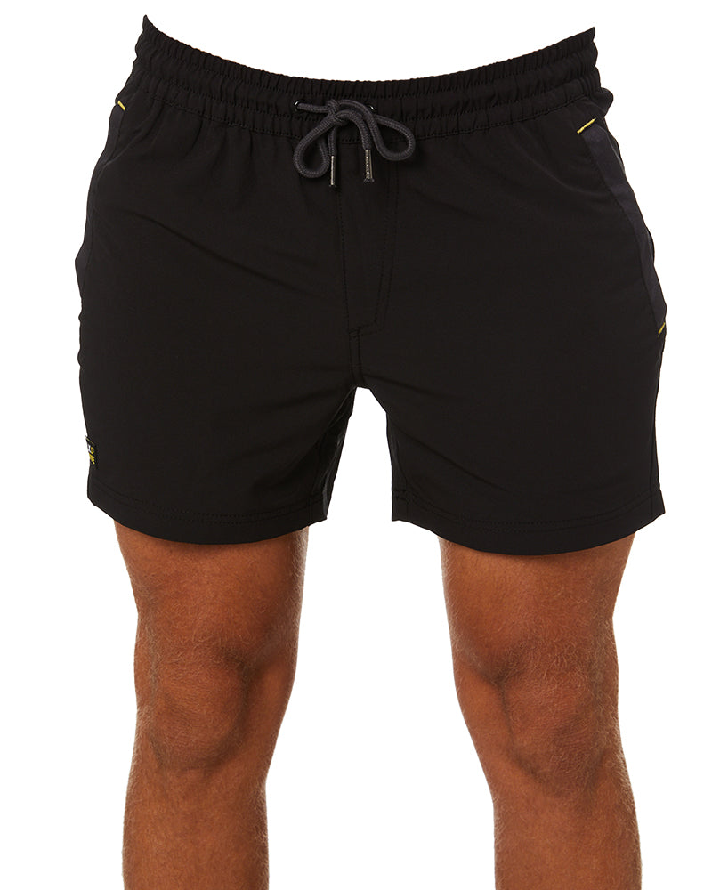 Flex and Move 4-Way Stretch Elastic Waist Short - Black