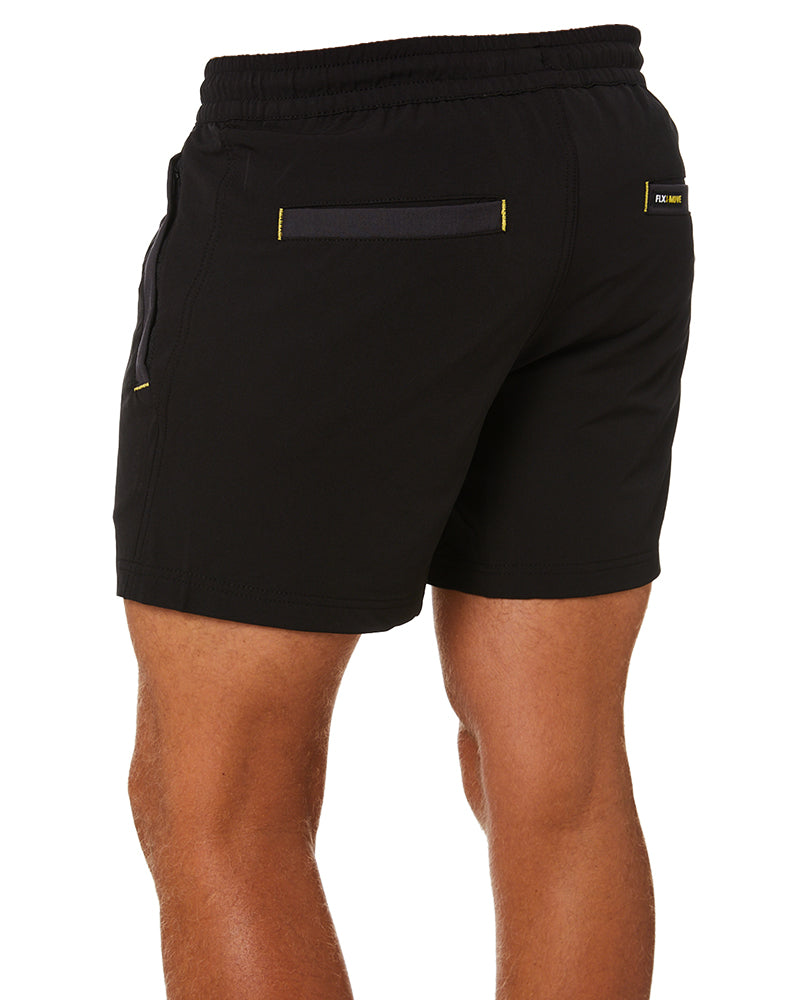 Flex and Move 4-Way Stretch Elastic Waist Short - Black