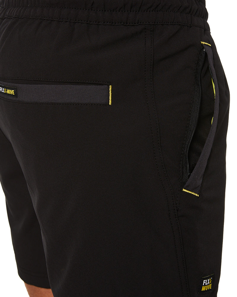 Flex and Move 4-Way Stretch Elastic Waist Short - Black