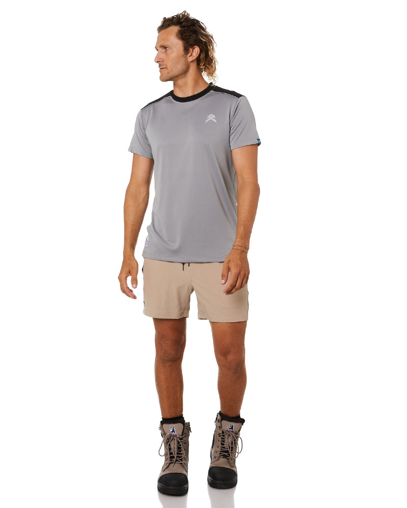 Flex and Move 4-Way Stretch Elastic Waist Short - Stone