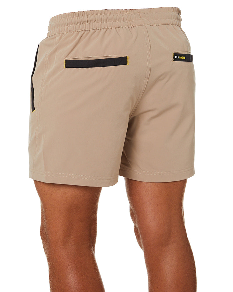 Flex and Move 4-Way Stretch Elastic Waist Short - Stone