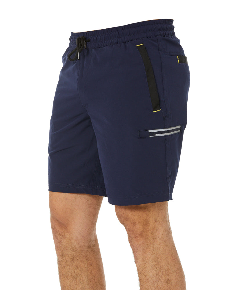 Flex and Move Tradie 4 Way Stretch Elastic Waist Cargo Short - Navy