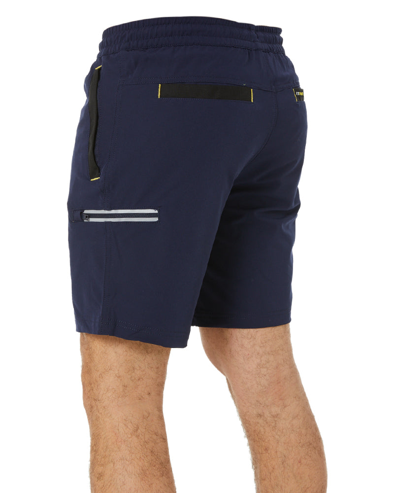 Flex and Move Tradie 4 Way Stretch Elastic Waist Cargo Short - Navy