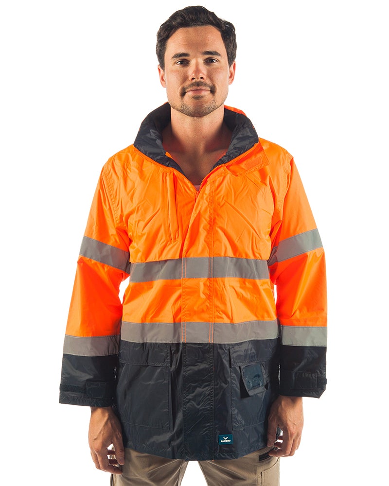 Orange hi shop vis waterproof coat