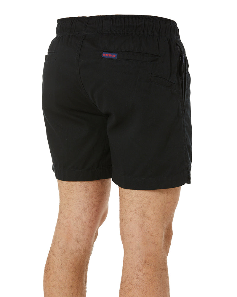 Light Weight Elastic Waist Utility Short - Black